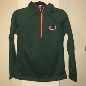 University of Miami 3/4 zippered hoodie